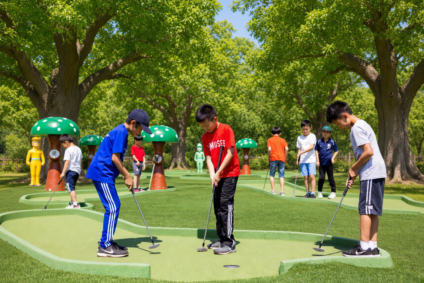 Partida de mini golf en Parque Europa de Torrejón de Ardoz